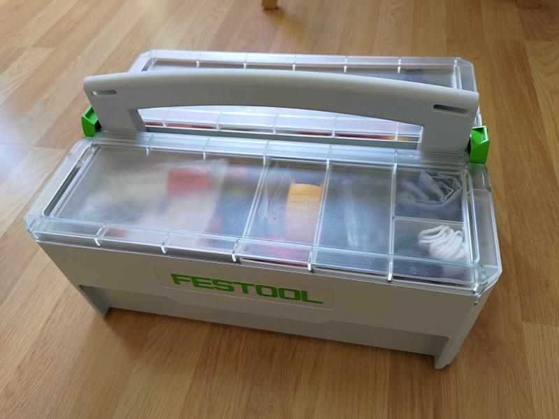 Photographie d'une caisse à outils de marque Festool fermée.